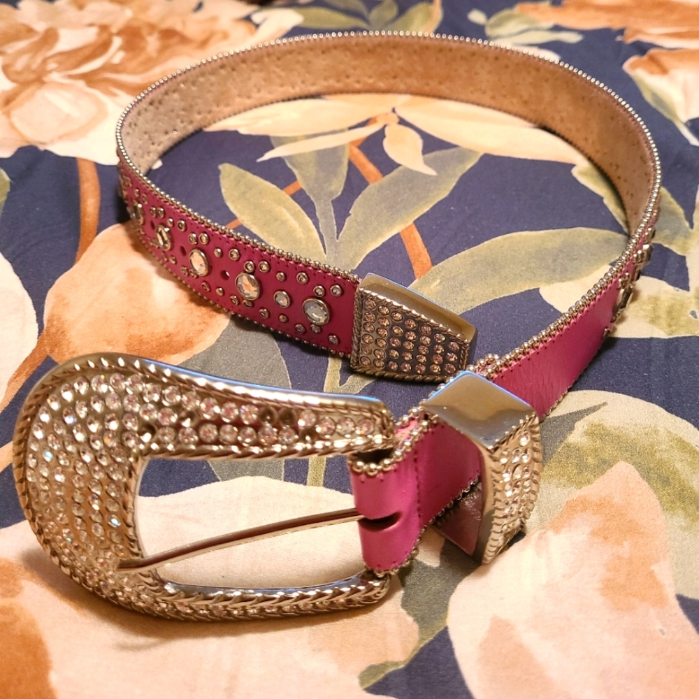 Christine Alexander leather  belt with Swarovski crystals